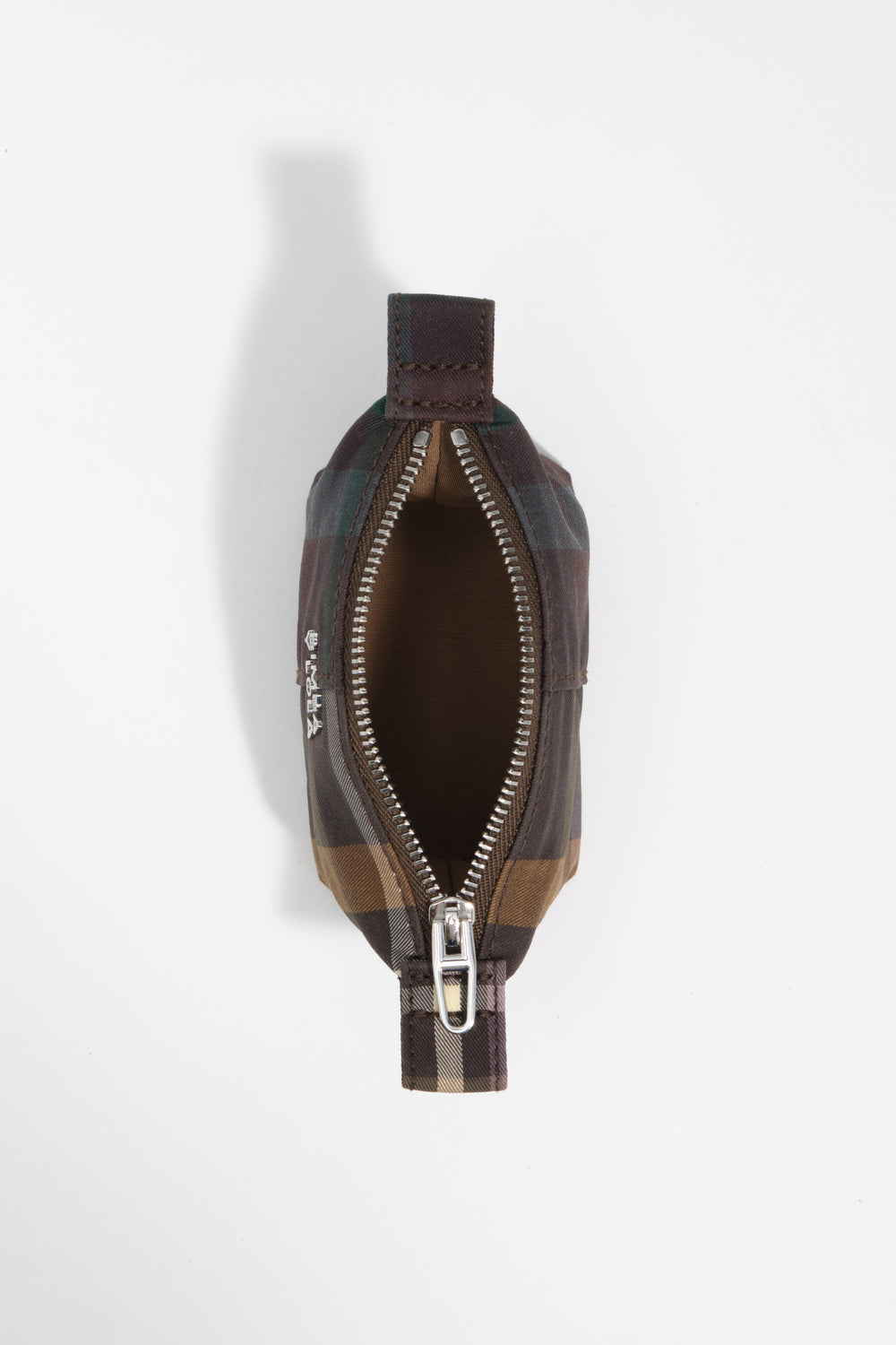 Coated chocolate green tartan Trapecio coin purse
