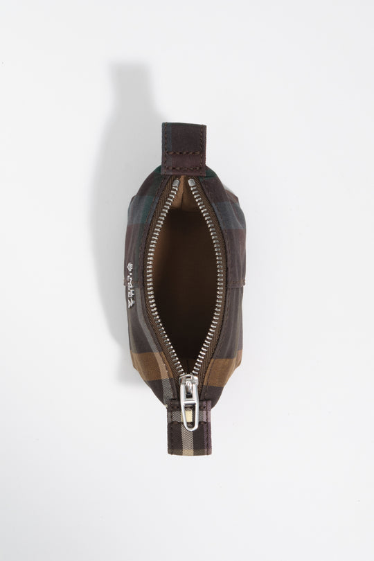 Coated chocolate green tartan Trapecio coin purse