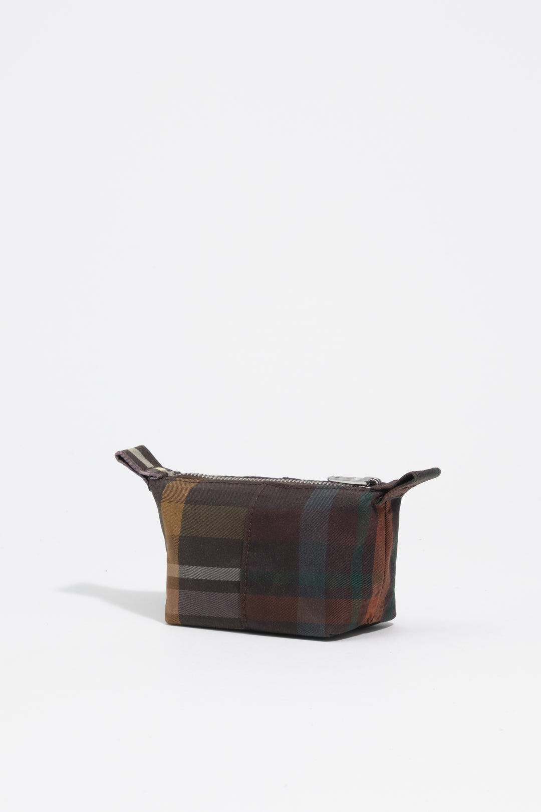 Coated chocolate green tartan Trapecio coin purse