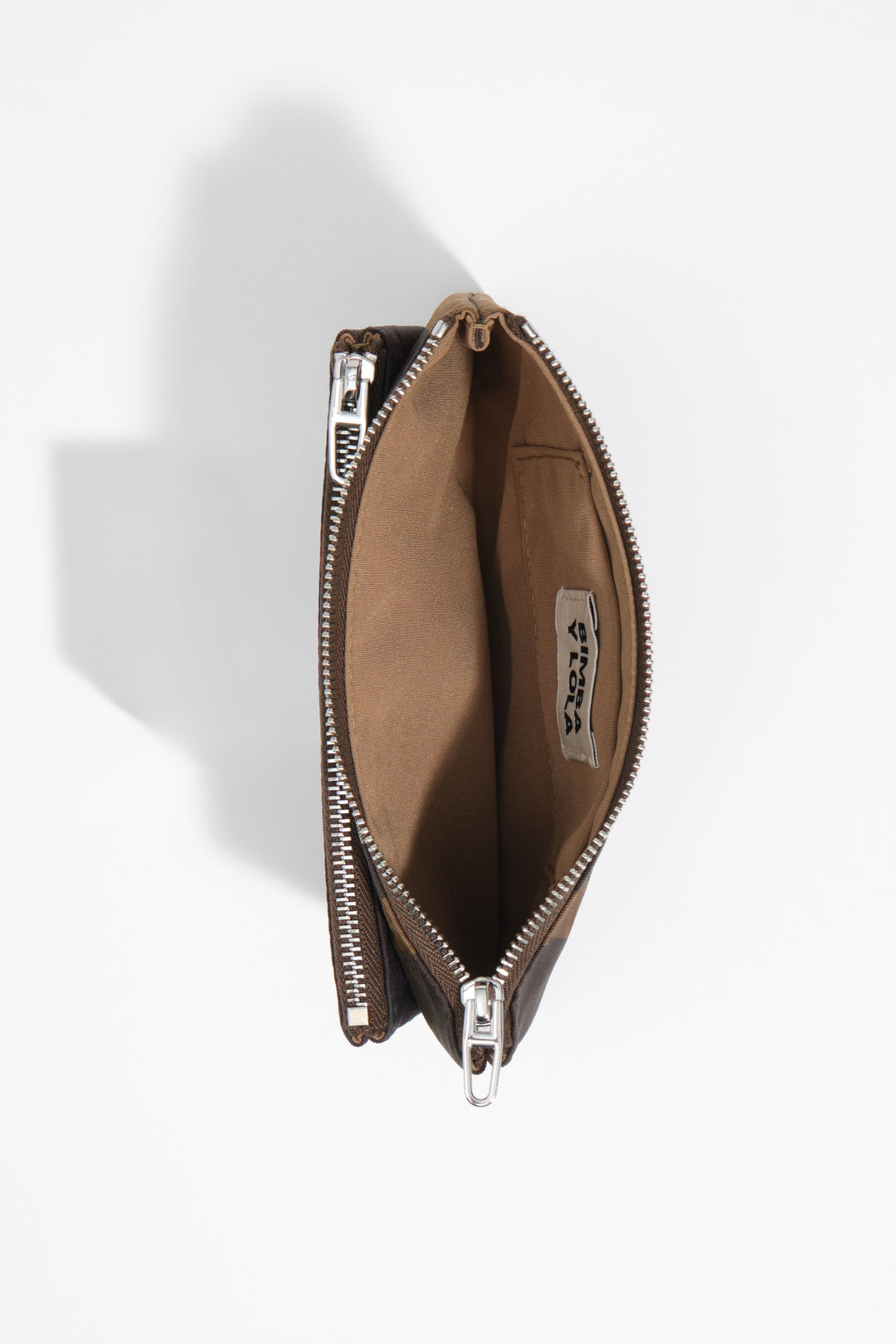 Coated chocolate green tartan pocket purse