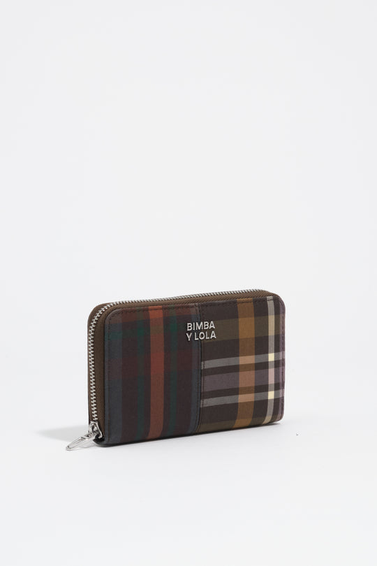 Medium coated chocolate green tartan wallet