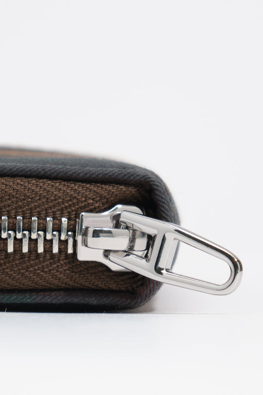Medium coated chocolate green tartan wallet