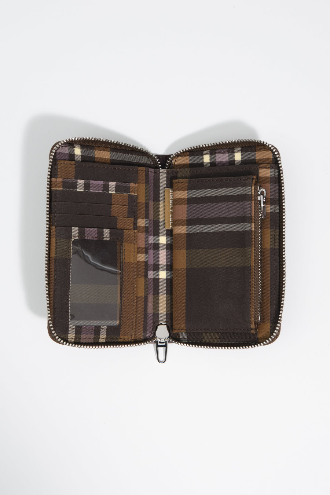 Medium coated chocolate green tartan wallet