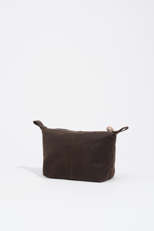 Small dark brown coated Trapecio make-up case