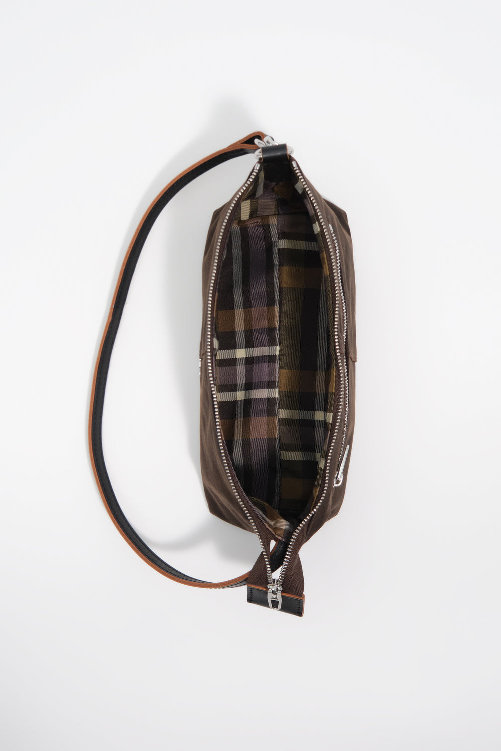 Small dark brown coated crossbody bag