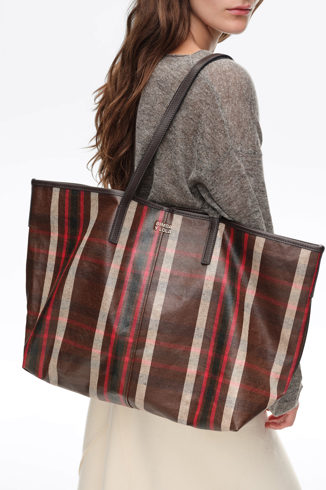 Large oak Tartan shopper bag