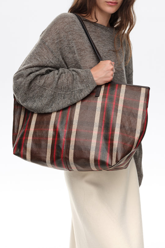 Large oak Tartan shopper bag