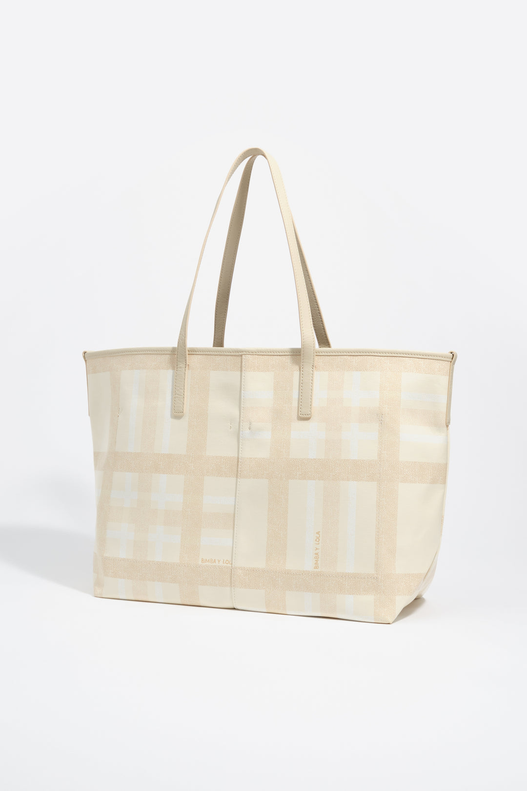 Large ivory Tartan shopper bag