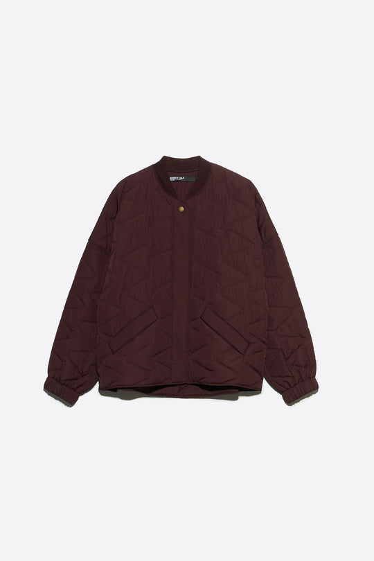 Raspberry padded bomber jacket