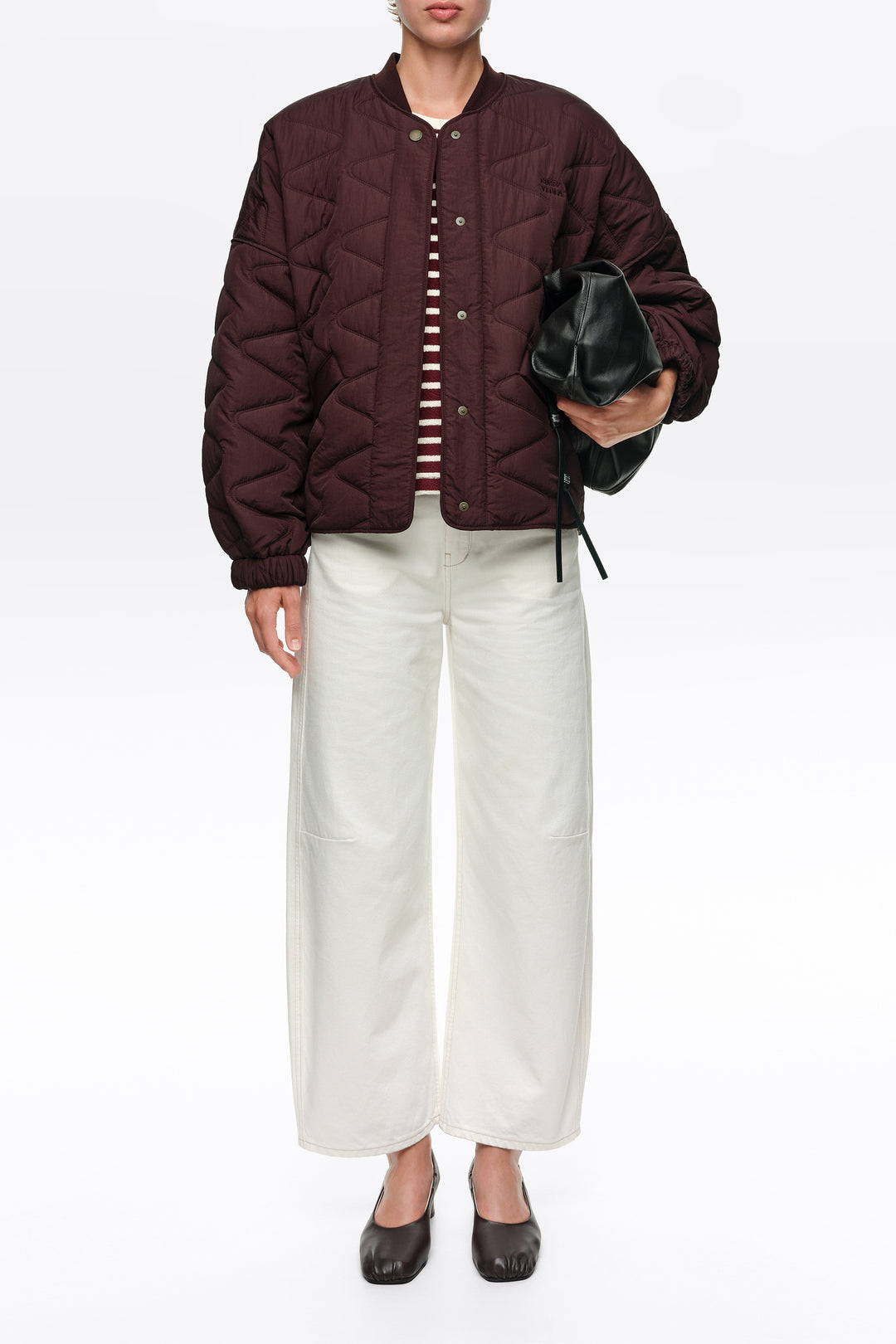 Raspberry padded bomber jacket