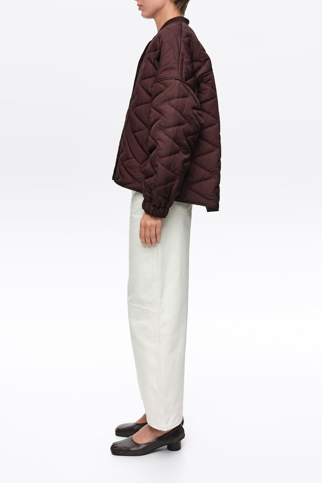 Raspberry padded bomber jacket
