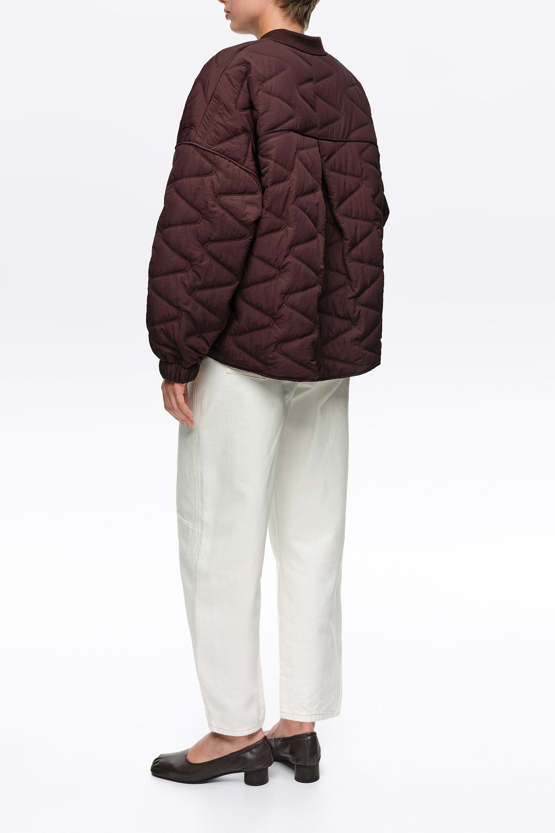Raspberry padded bomber jacket