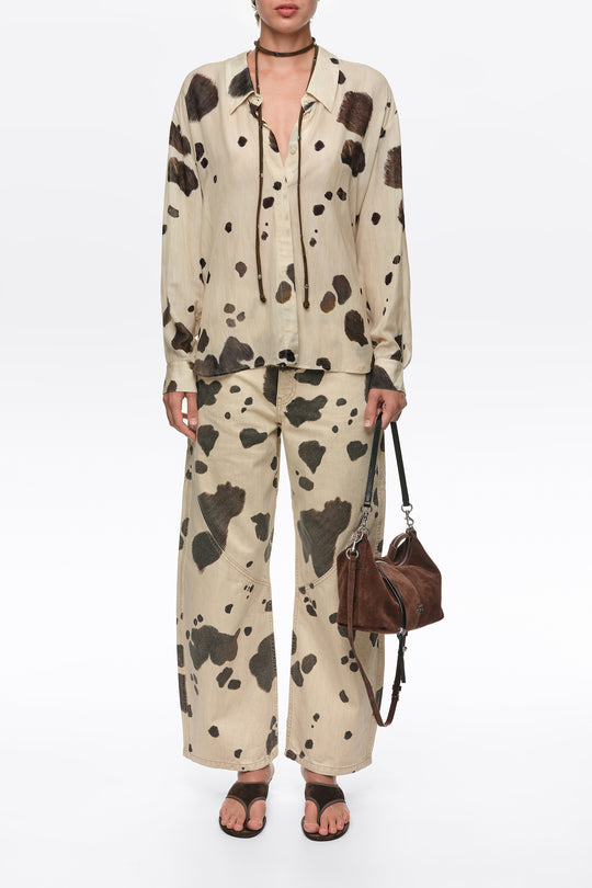 Pony shirt with plunging neckline