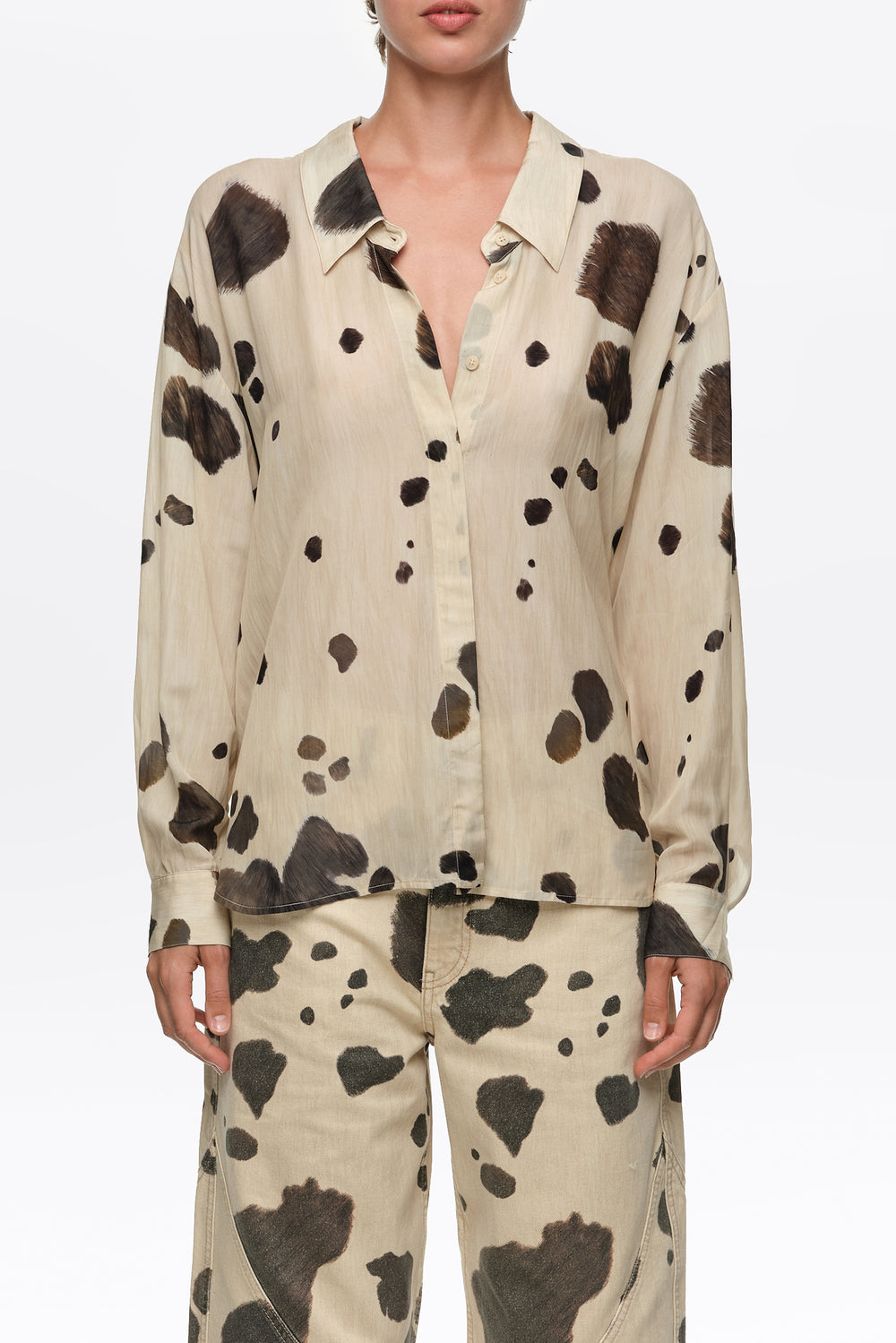 Pony shirt with plunging neckline
