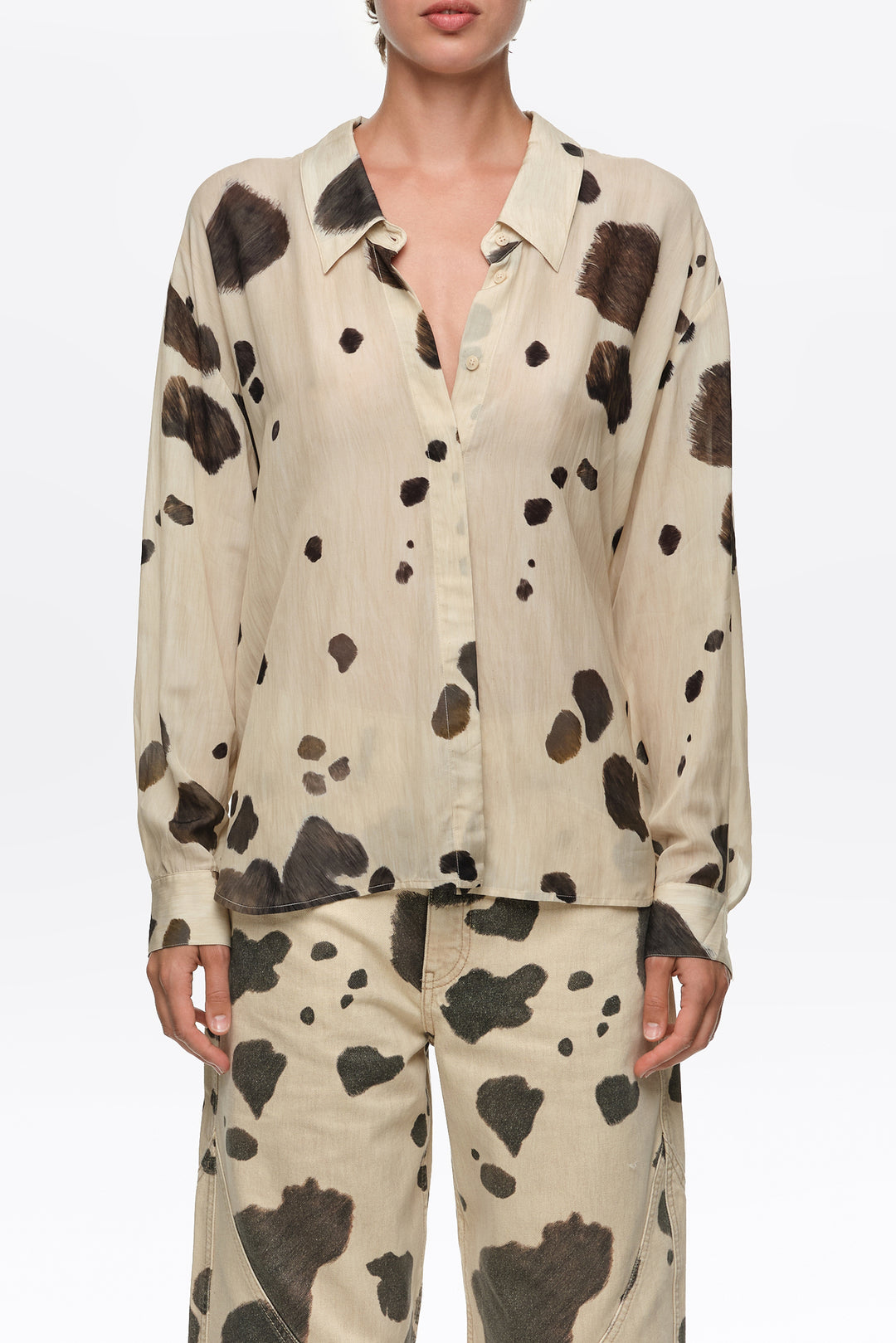 Pony shirt with plunging neckline