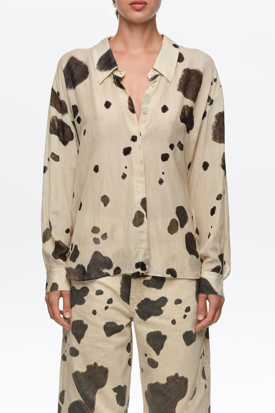 Pony shirt with plunging neckline
