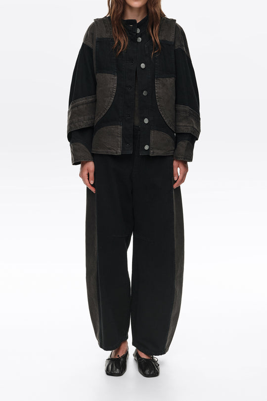 Two-tone denim oversize jacket