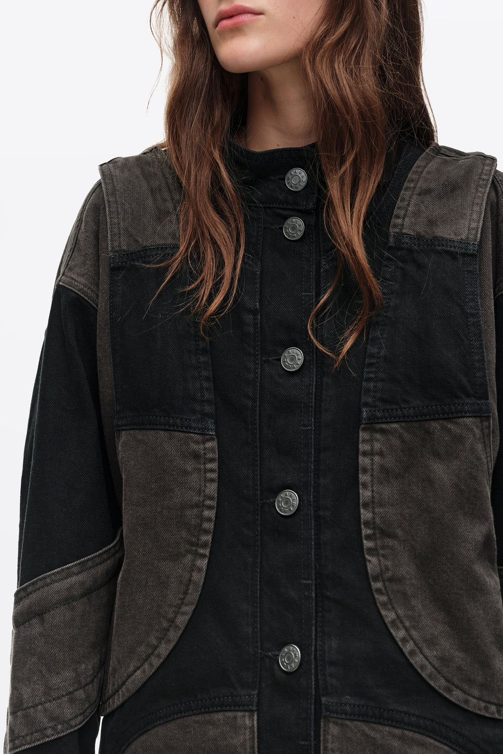 Two-tone denim oversize jacket
