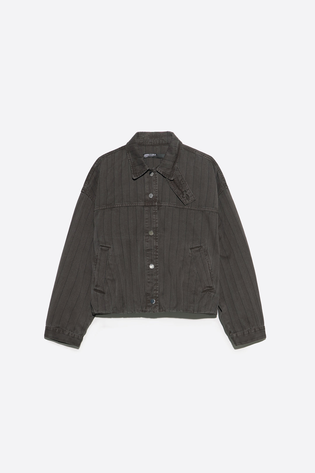 Washed brown striped denim jacket
