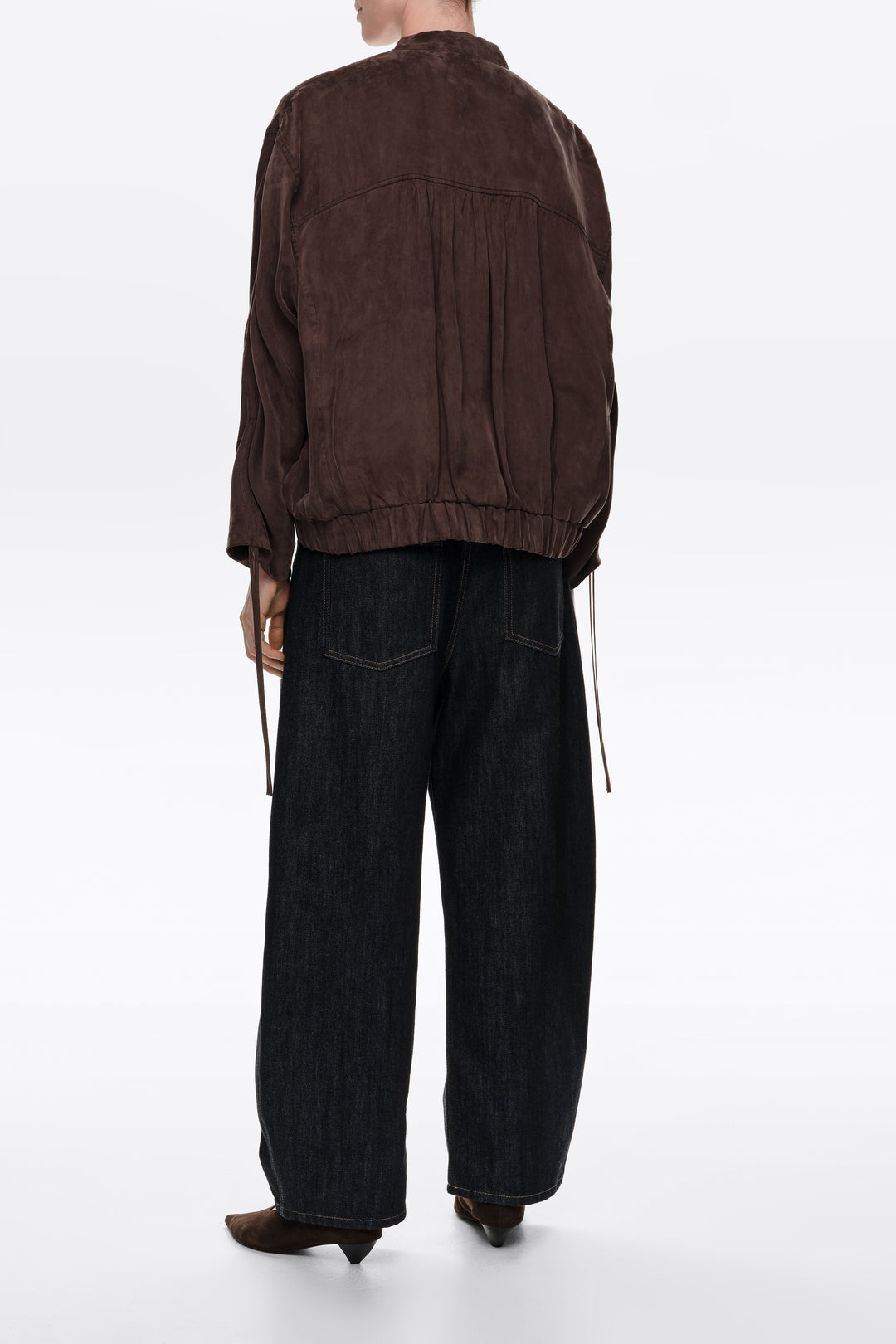 Olive alpaca high neck sweater with lace detailing
