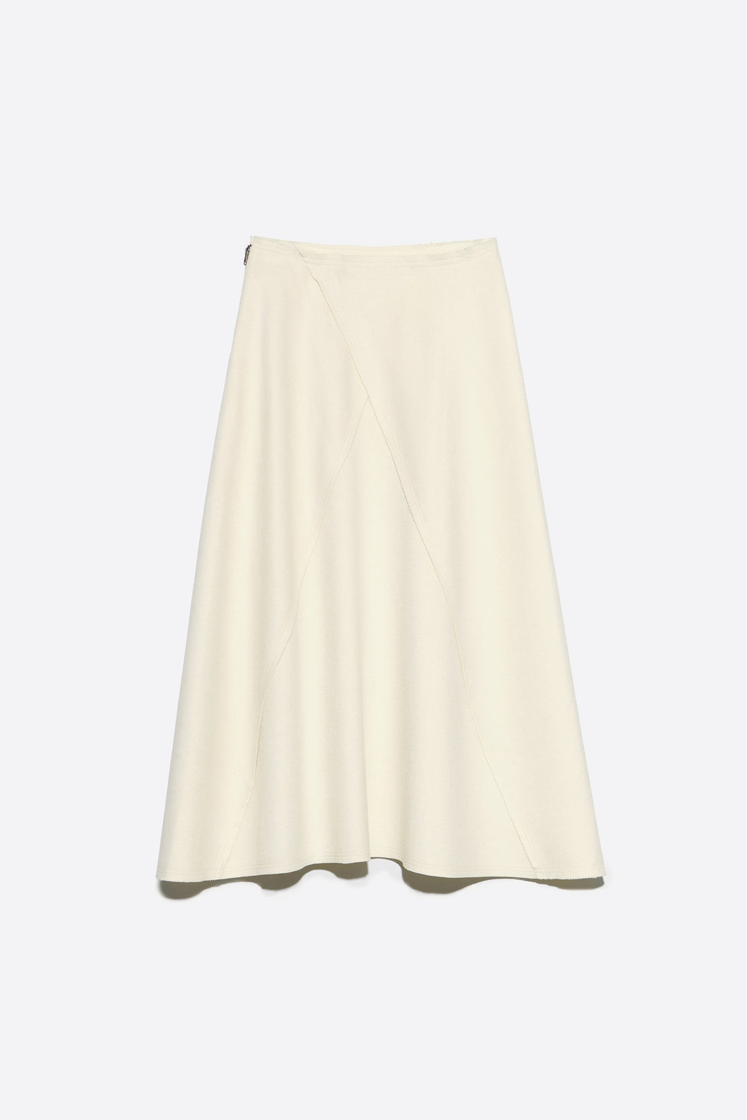 Ivory double-faced wool A-line skirt