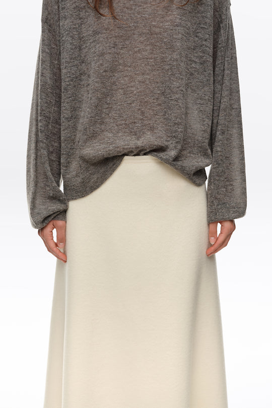 Ivory double-faced wool A-line skirt