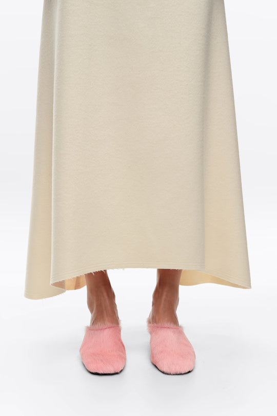 Ivory double-faced wool A-line skirt