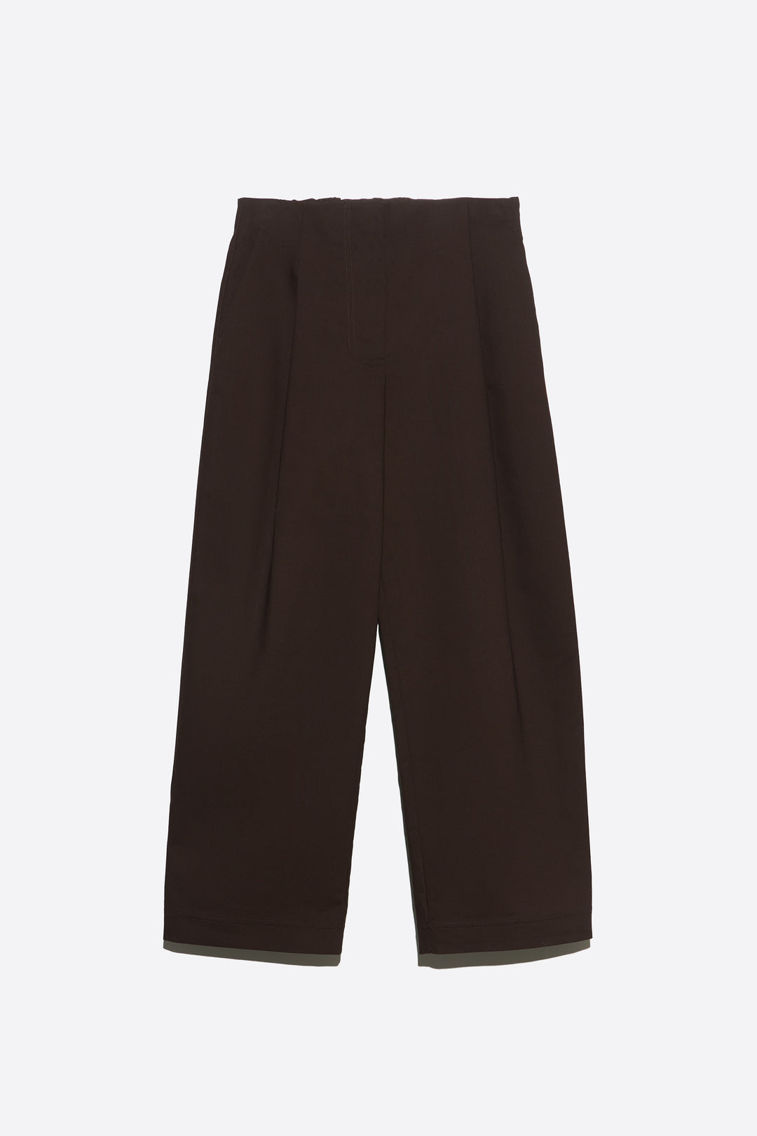 Dark chocolate darted straight-leg trousers