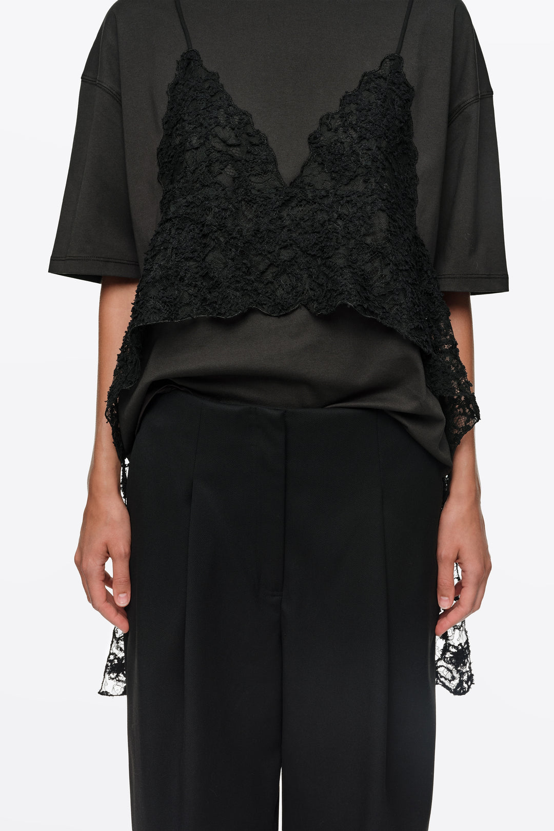 Long black darted trousers