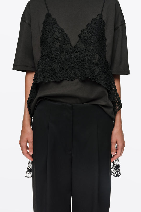 Long black darted trousers