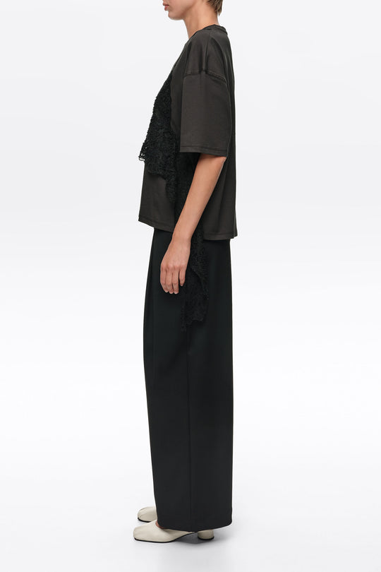 Long black darted trousers