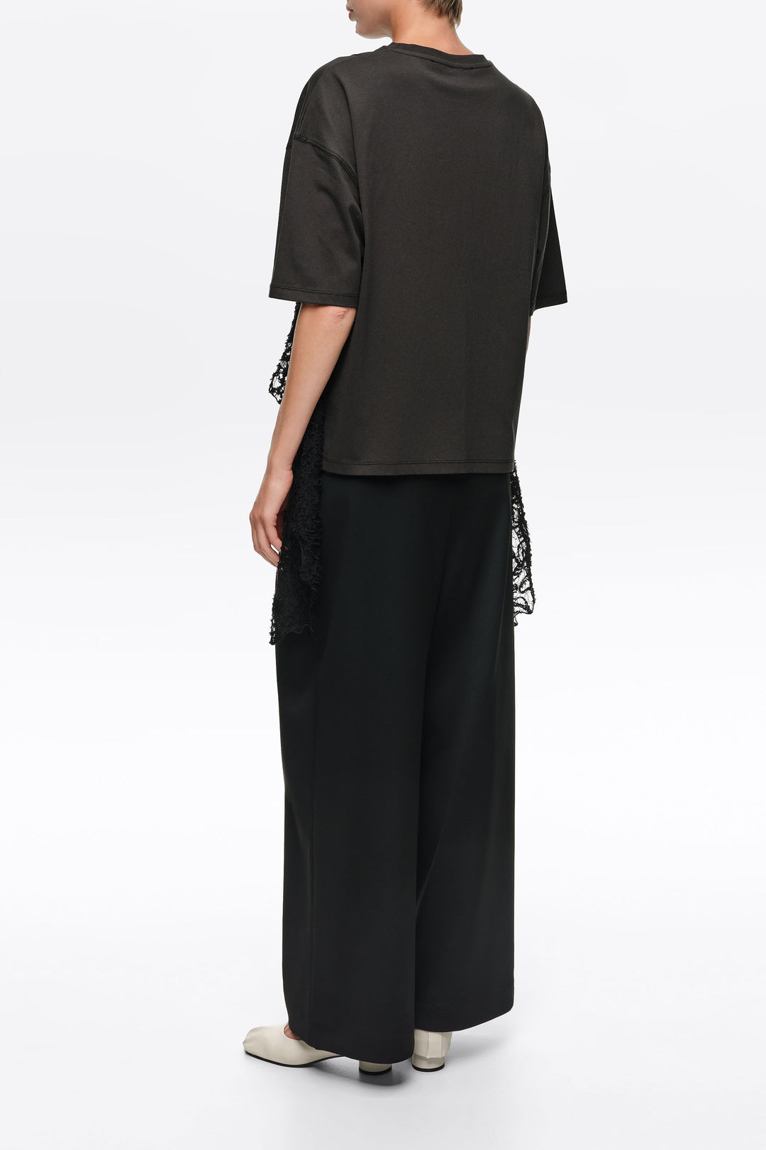 Long black darted trousers