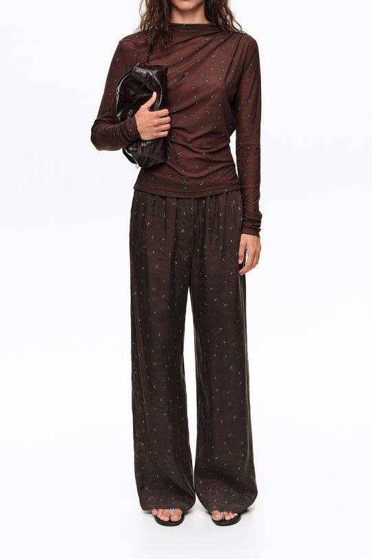 Romantic Sweet blue floral fluid jogger trousers
