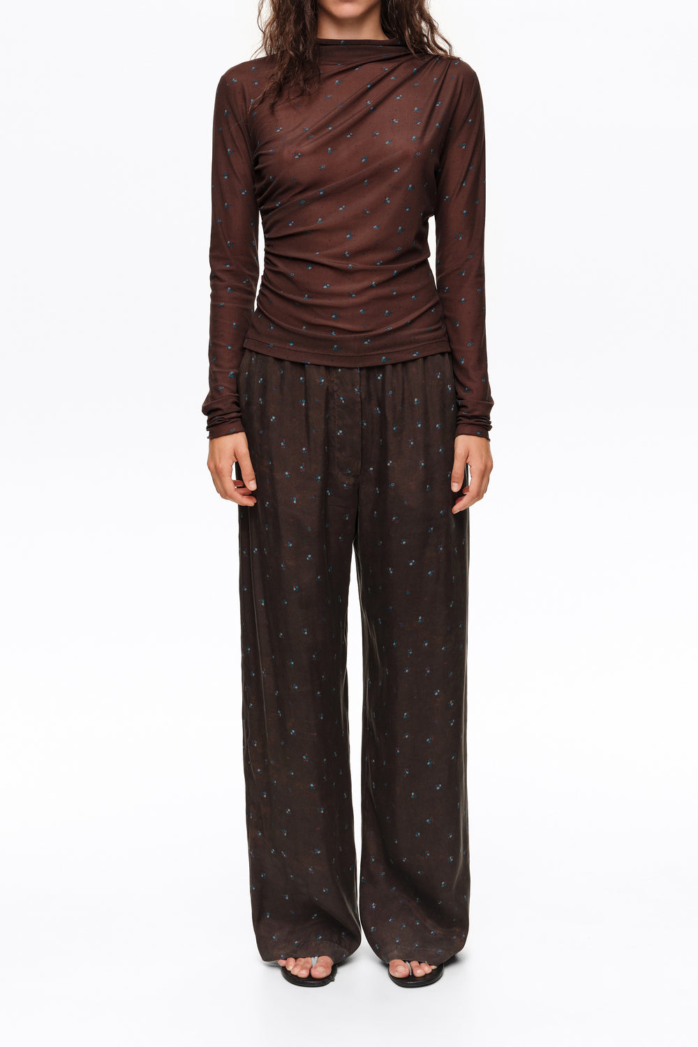 Romantic Sweet blue floral fluid jogger trousers