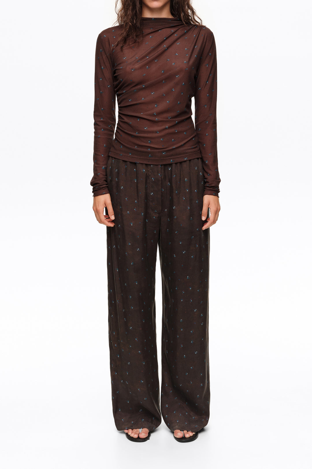 Romantic Sweet blue floral fluid jogger trousers