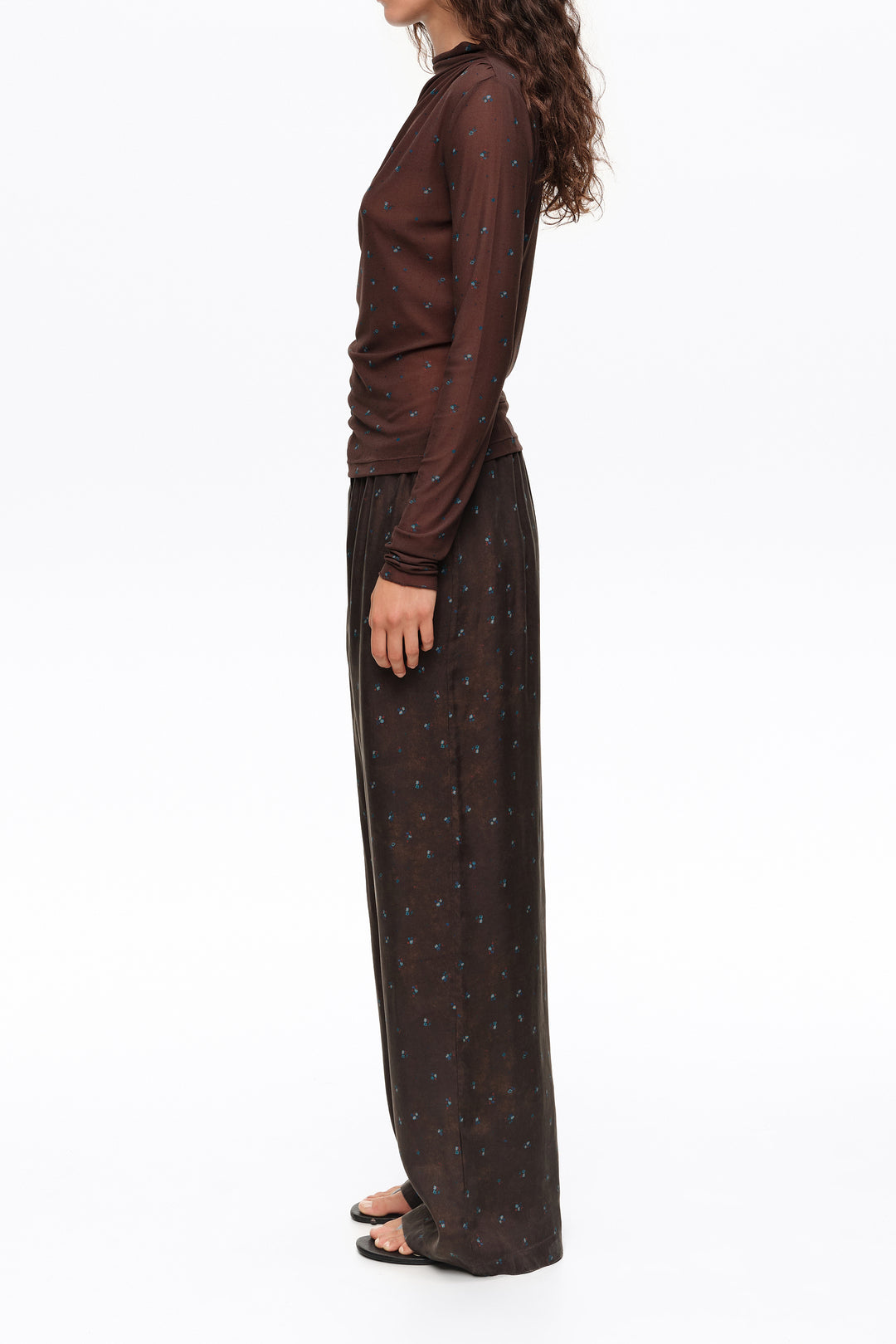 Romantic Sweet blue floral fluid jogger trousers