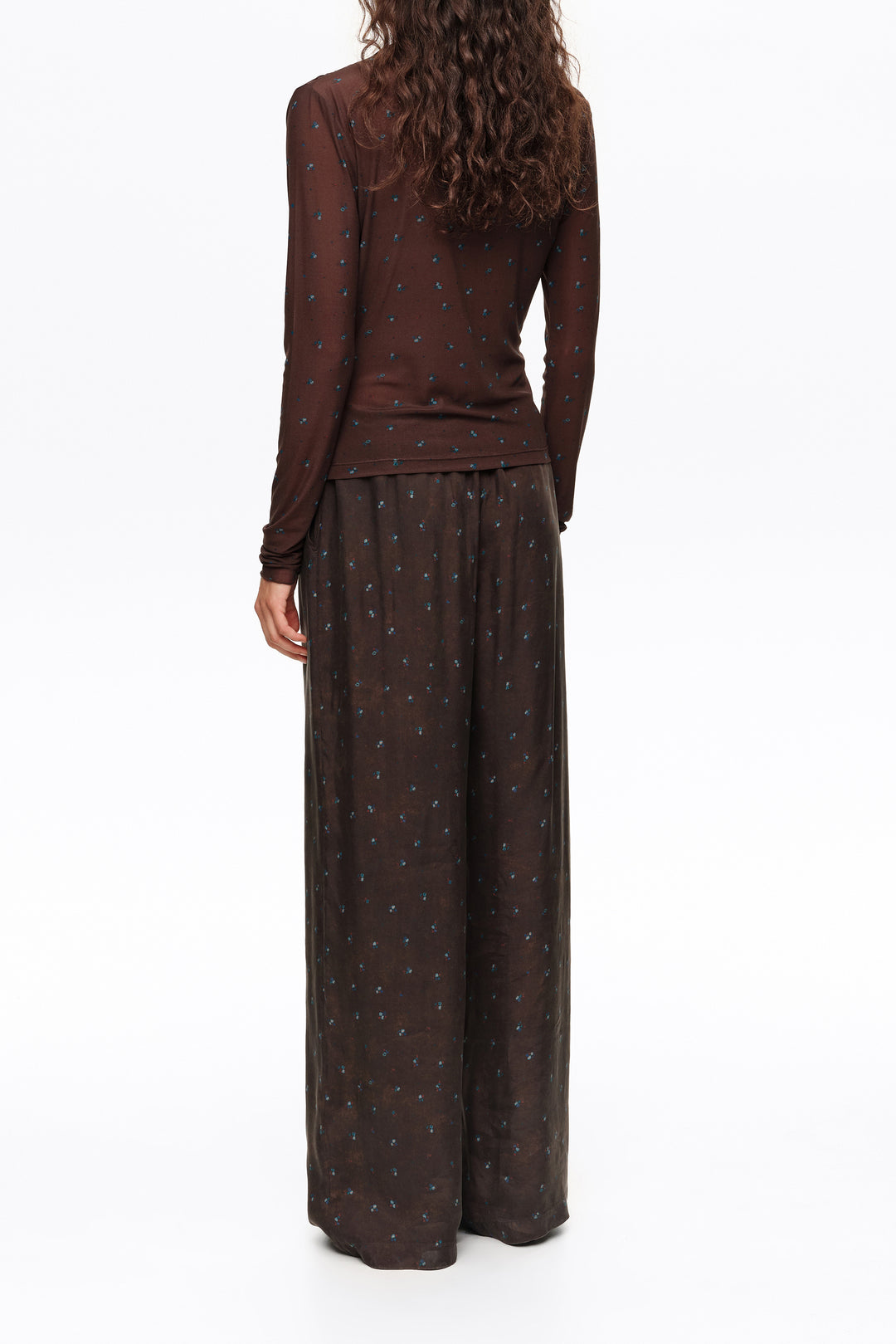 Romantic Sweet blue floral fluid jogger trousers