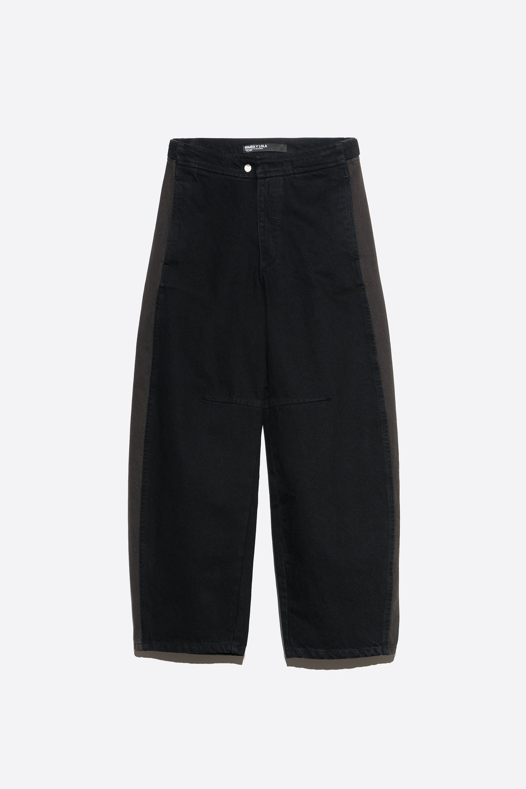 BARREL - Black two-tone adjustable waist denim trousers