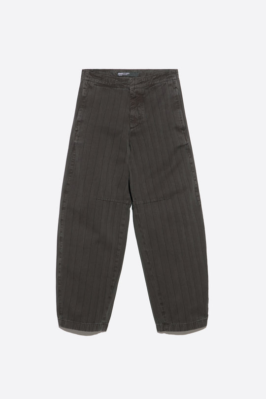 BARREL - Faded brown striped denim trousers