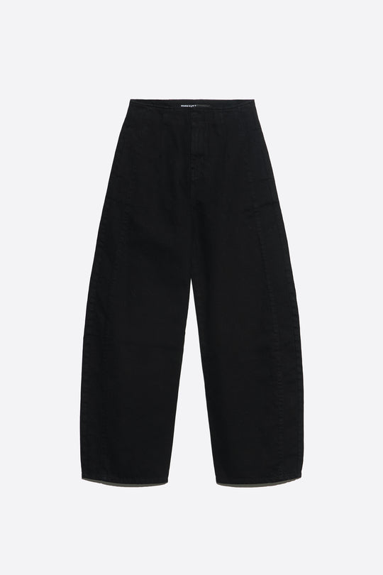 BARREL - Black denim trousers with buckle