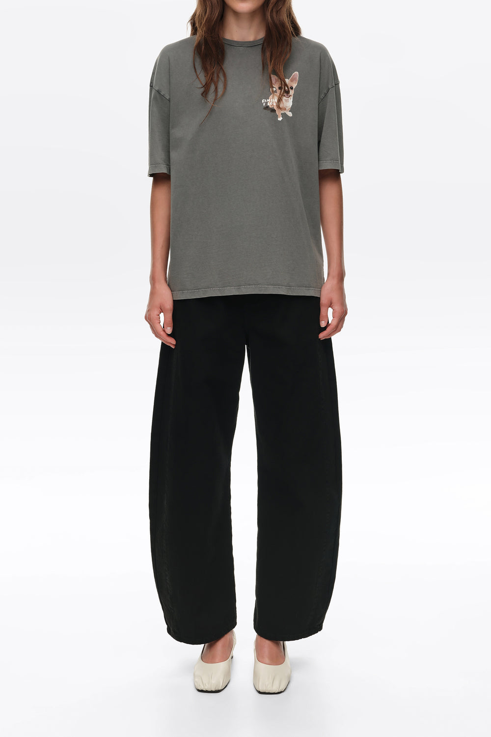 BARREL - Black denim trousers with buckle