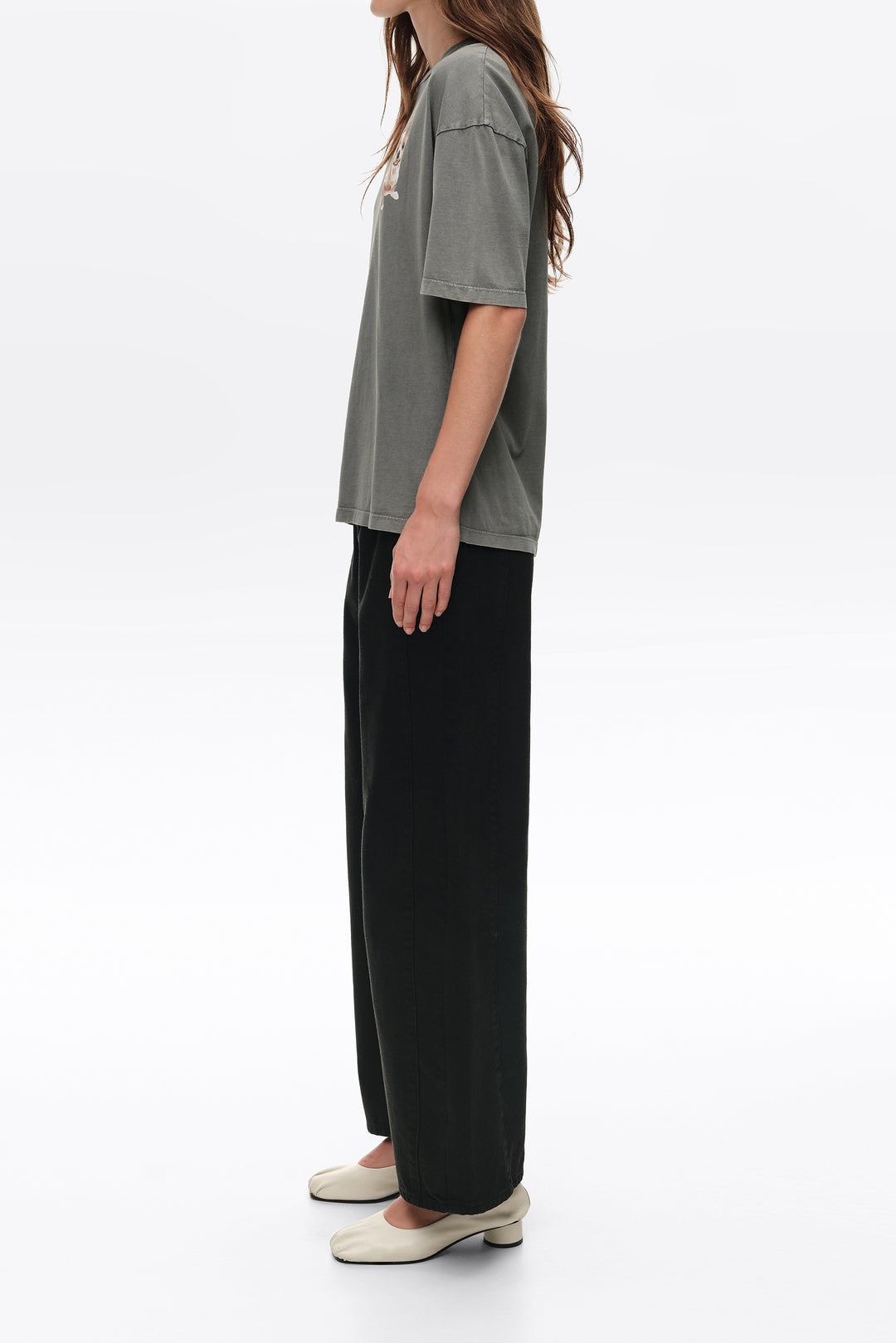 BARREL - Black denim trousers with buckle