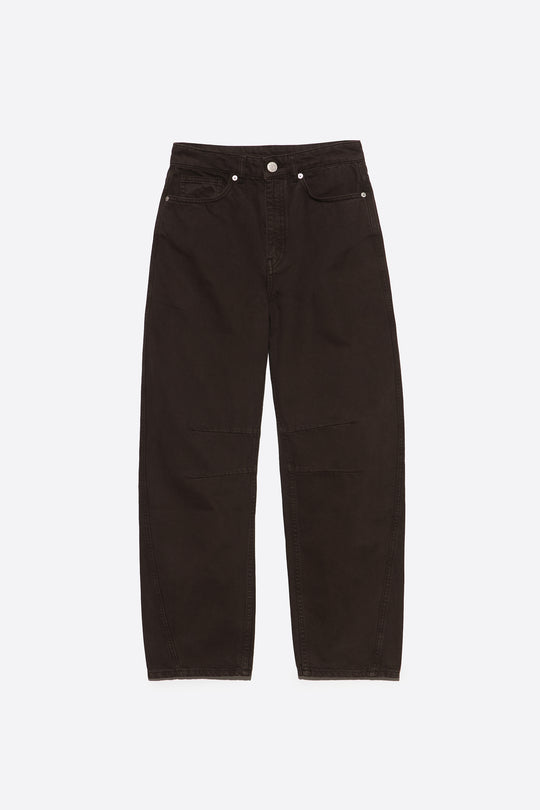 BARREL - Dark brown 5-pocket denim trousers