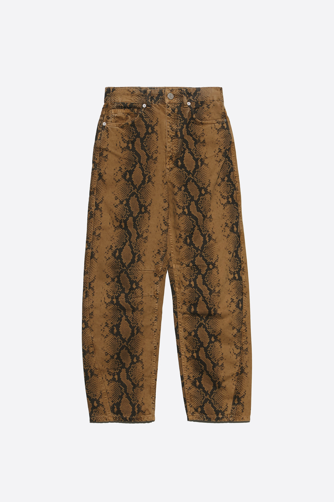 BARREL- Ocher snake 5-pocket denim trousers