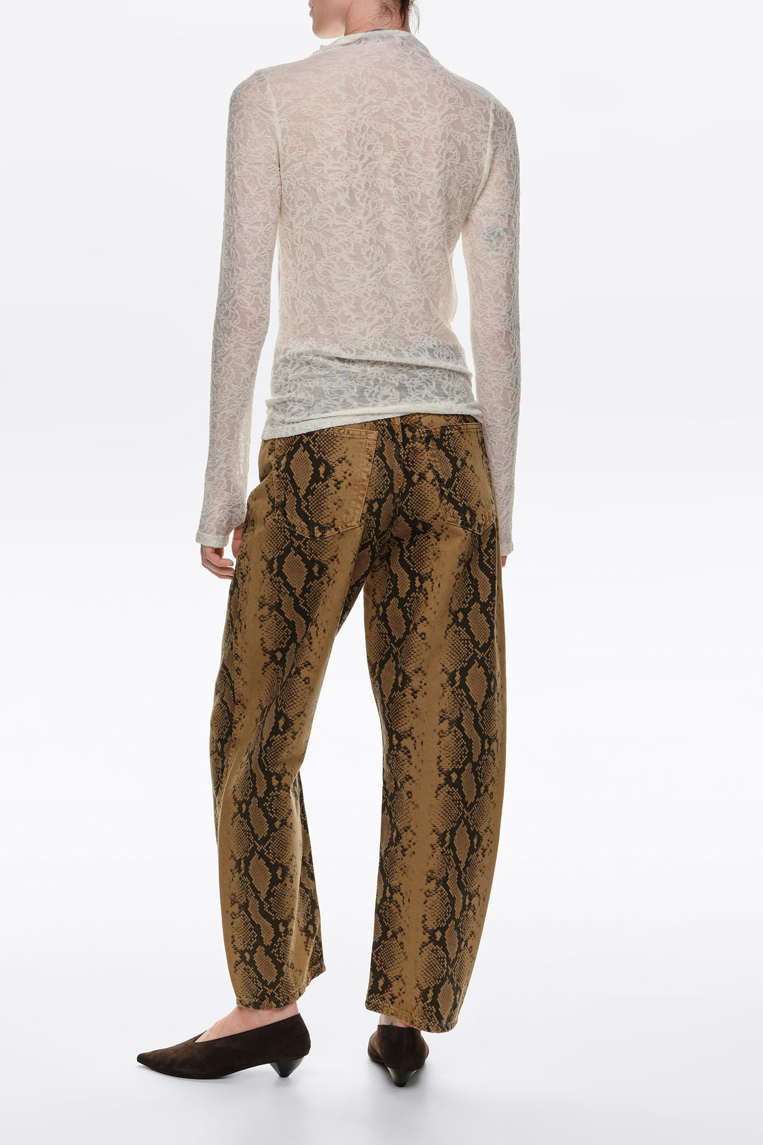 BARREL- Ocher snake 5-pocket denim trousers