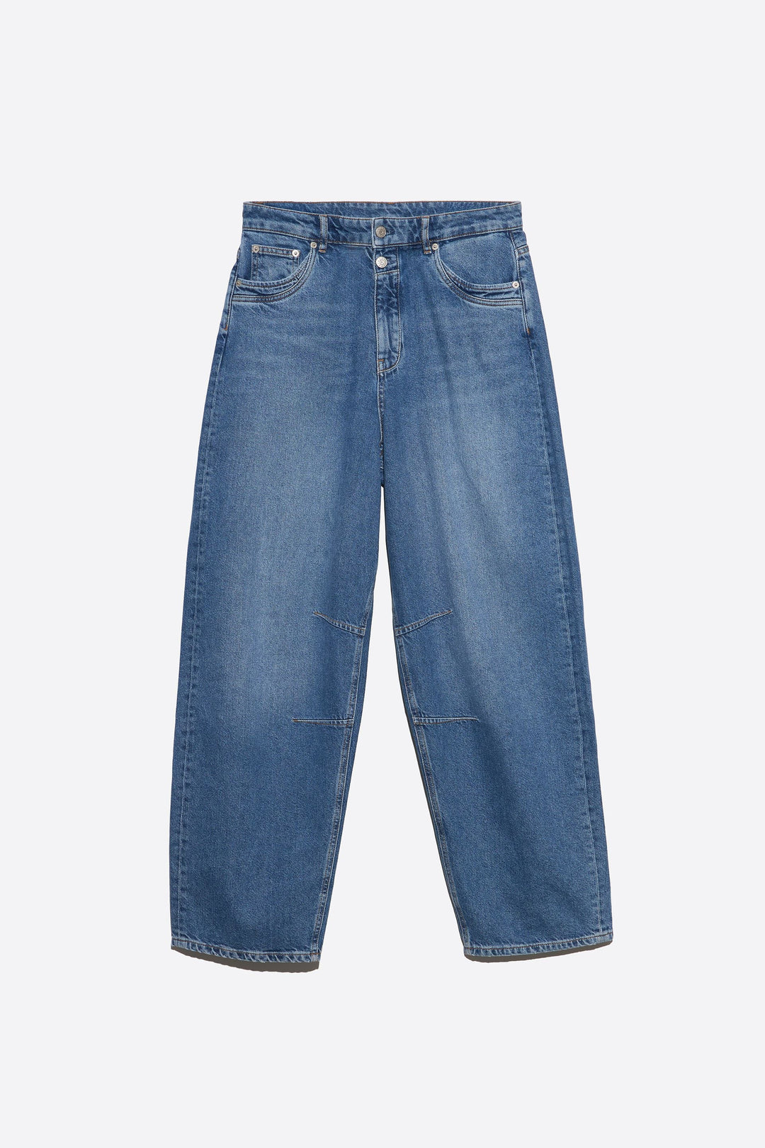BARREL- Mid-blue denim leg 5-pocket trousers