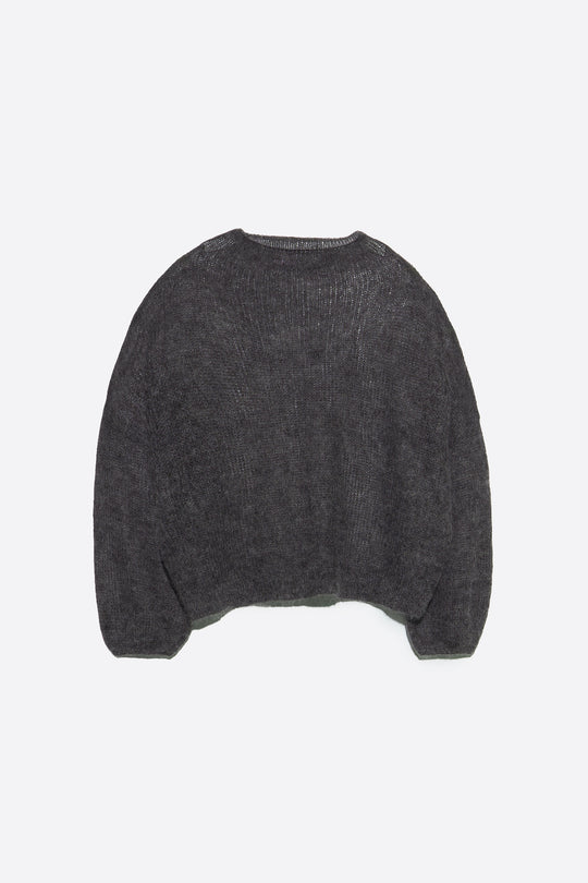Dark gray melange mohair high neck sweater