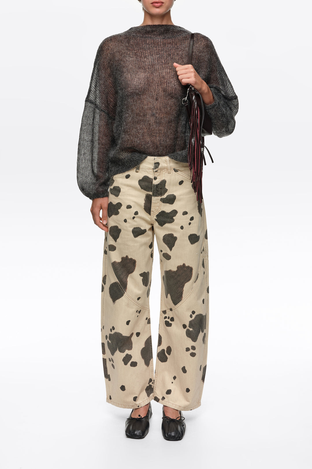 Dark gray melange mohair high neck sweater