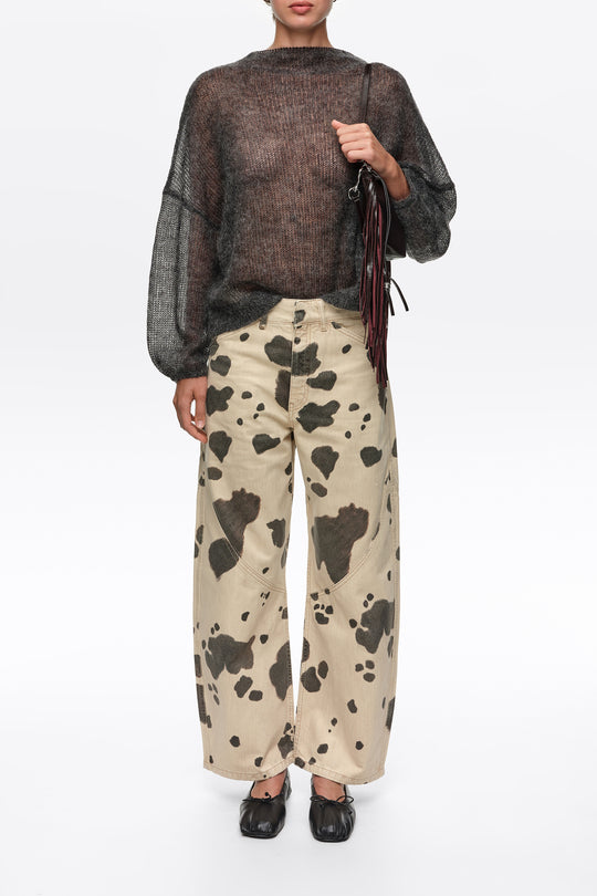 Dark gray melange mohair high neck sweater