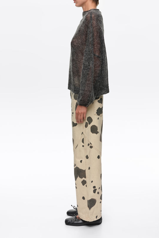 Dark gray melange mohair high neck sweater